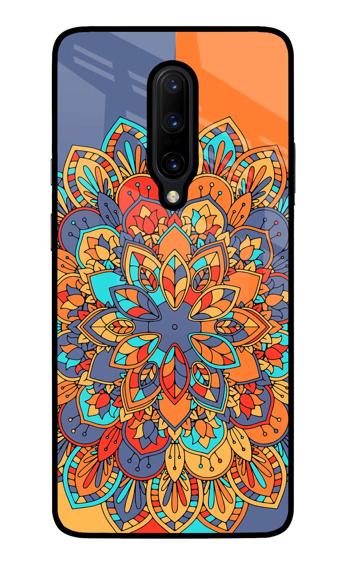 Color Mandala Oneplus 7 Pro Glass Case Back Cover by Casekaro