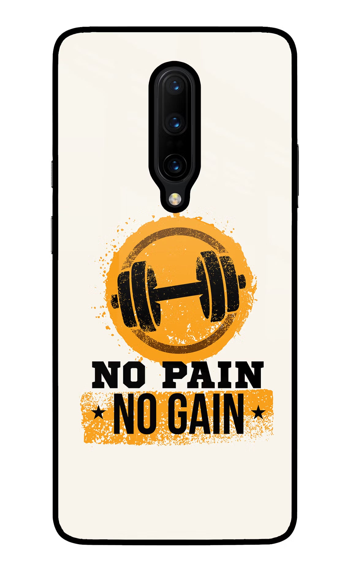 No Pain No Gain Oneplus 7 Pro Glass Case Back Cover by Casekaro