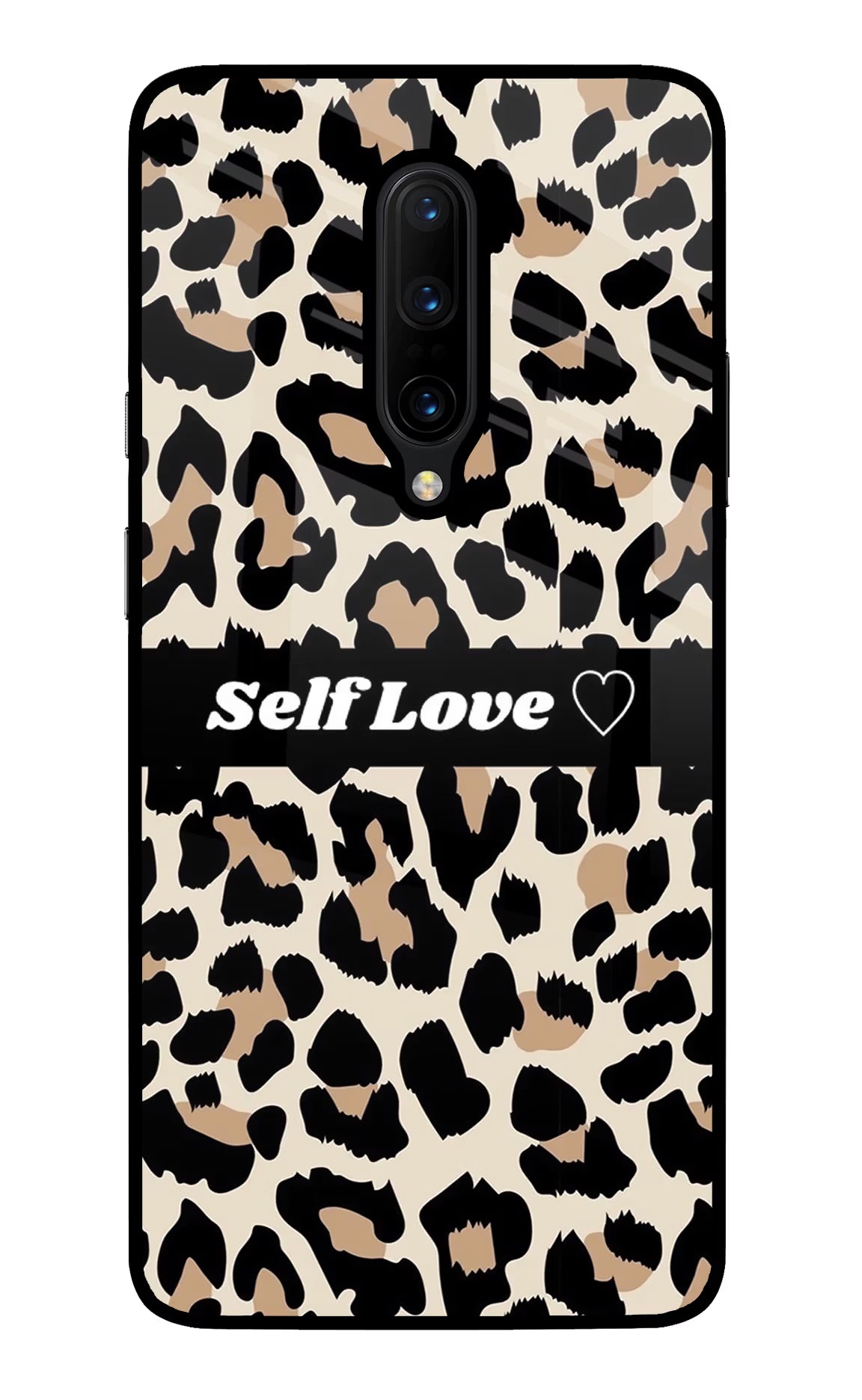 Leopard Print Self Love Oneplus 7 Pro Glass Case Back Cover by Casekaro