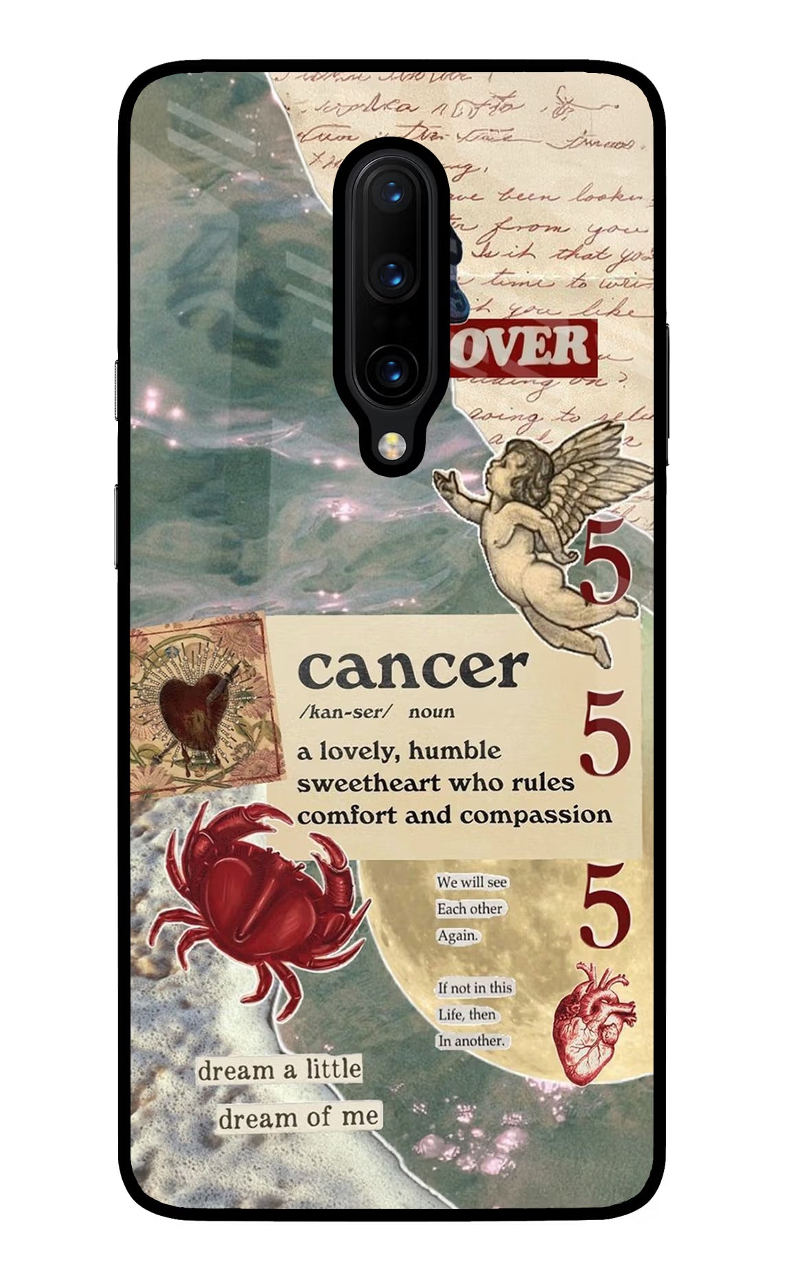 Cancer Zodiac Oneplus 7 Pro Glass Case Back Cover by Casekaro