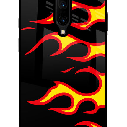 Side Sweep Flames Oneplus 7 Pro Glass Case