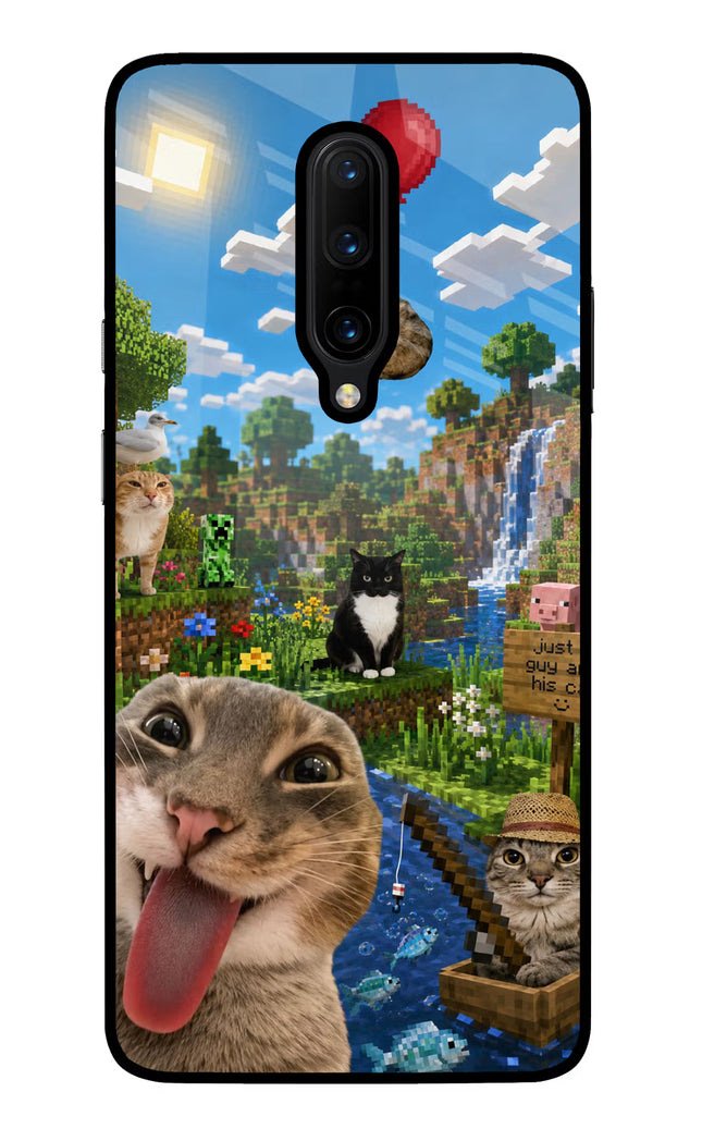 Minecraft Cat Chaos Oneplus 7 Pro Glass Case