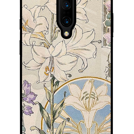 White Lily Oneplus 7 Pro Glass Case Back Cover by Casekaro