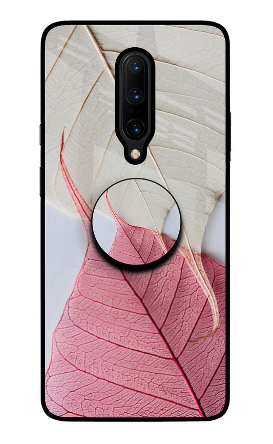 White Pink Leaf Oneplus 7 Pro Glass Case