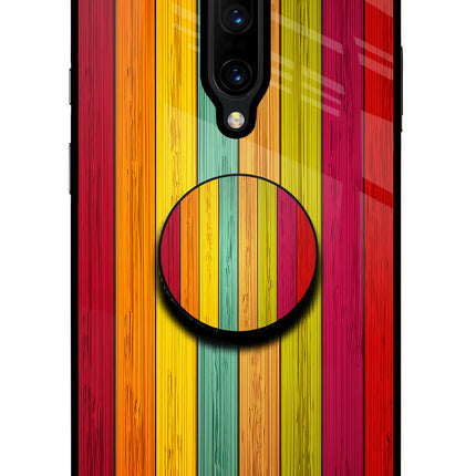 Multicolor Wooden Oneplus 7 Pro Glass Case