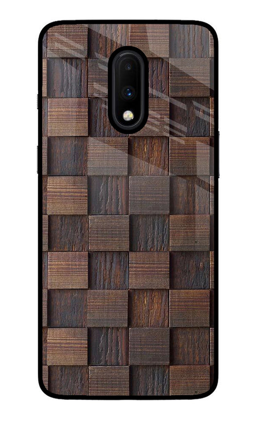 Wooden Cube Design Oneplus 7 Glass Case