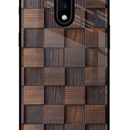 Wooden Cube Design Oneplus 7 Glass Case