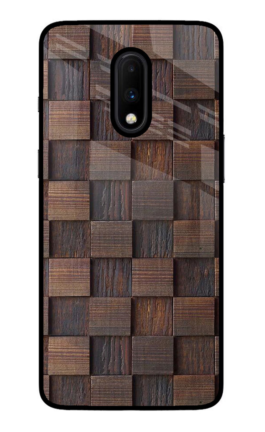 Wooden Cube Design Oneplus 7 Back Cover, Glass case