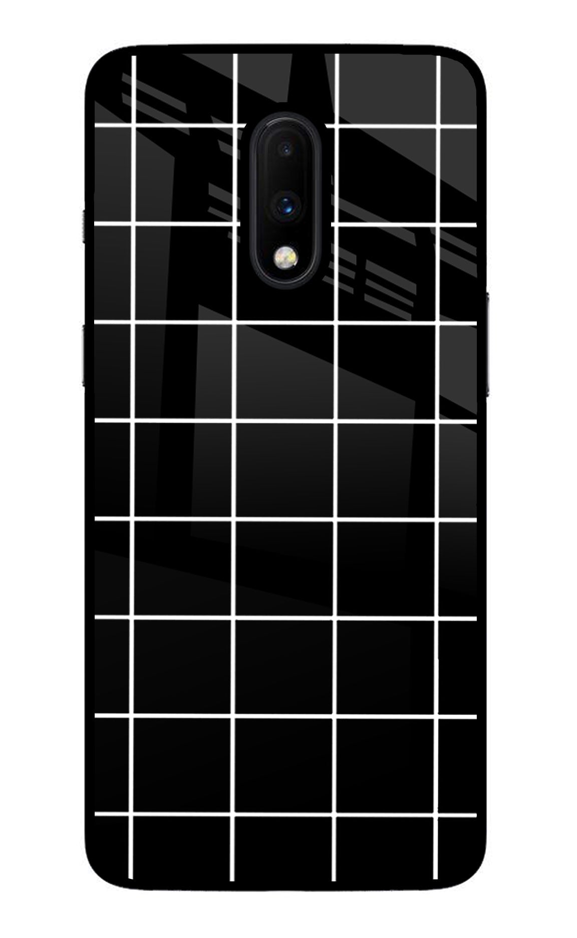 White Grid Oneplus 7 Back Cover