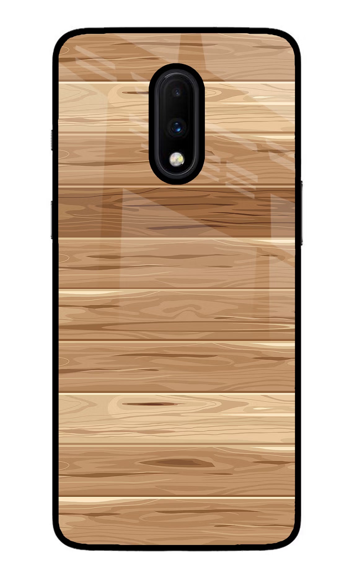 Wooden Vector Oneplus 7 Glass Case Back Cover by Casekaro