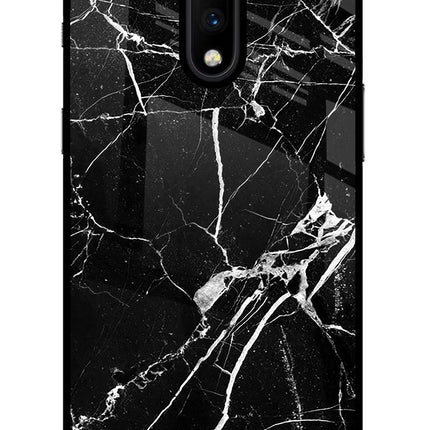 Black Marble Pattern Oneplus 7 Glass Case