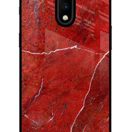 Red Marble Design Oneplus 7 Glass Case
