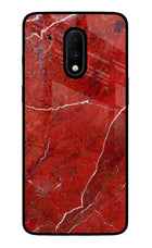 Red Marble Design Oneplus 7 Glass Case Back Cover by Casekaro