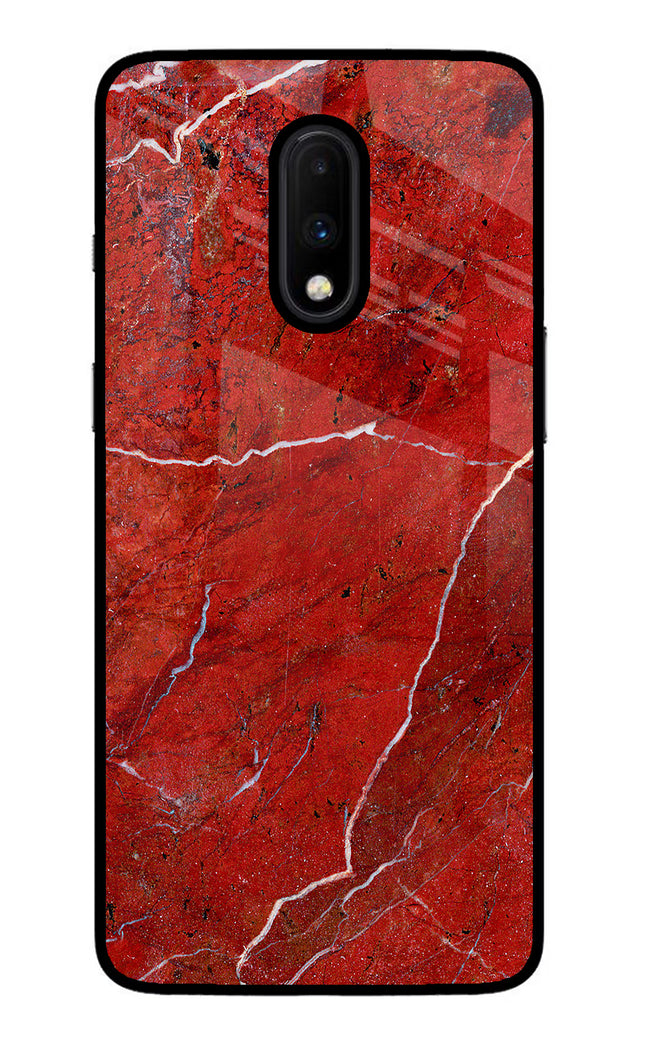Red Marble Design Oneplus 7 Glass Case Back Cover by Casekaro