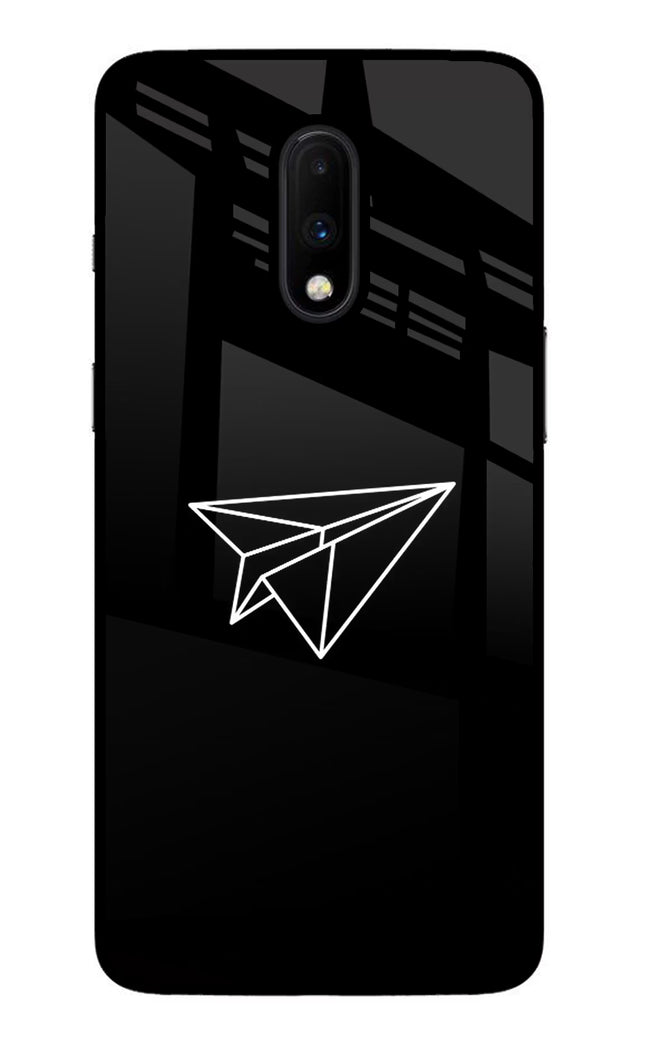 Paper Plane White Oneplus 7 Glass Case Back Cover by Casekaro