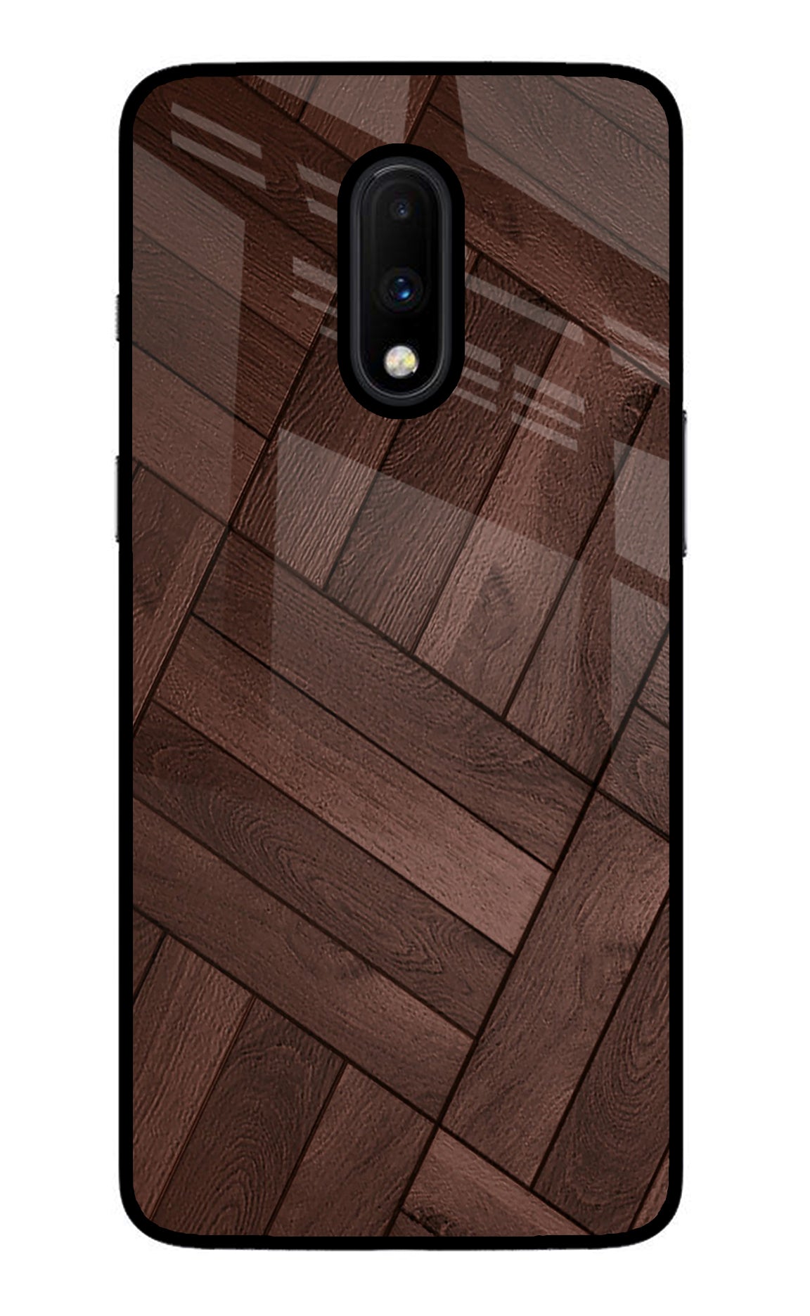 Wooden Texture Design Oneplus 7 Glass Case