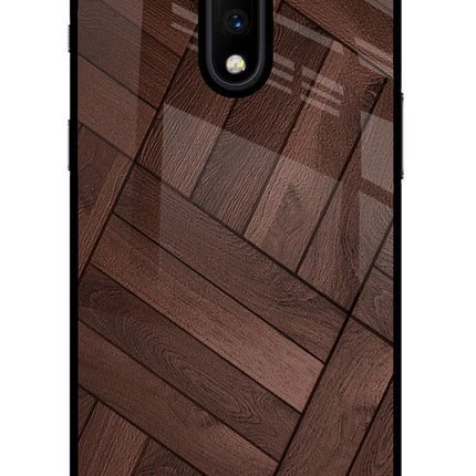 Wooden Texture Design Oneplus 7 Glass Case