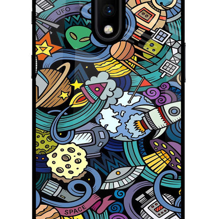 Space Abstract Oneplus 7 Glass Case