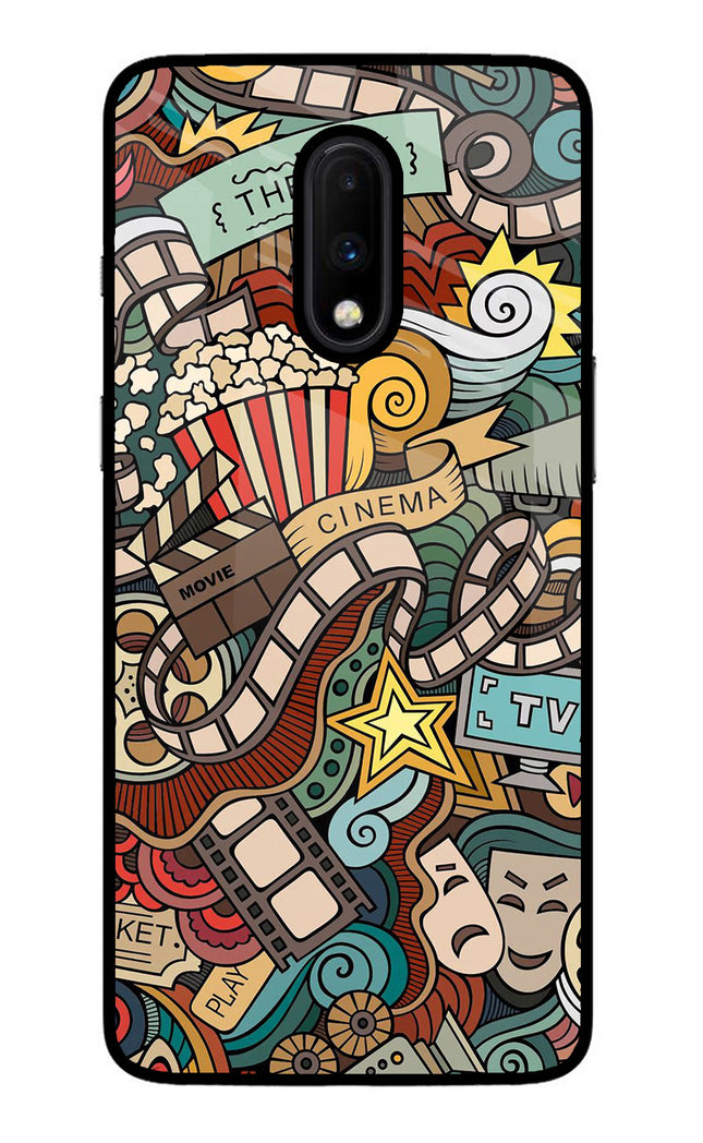 Cinema Abstract Oneplus 7 Glass Case Back Cover by Casekaro