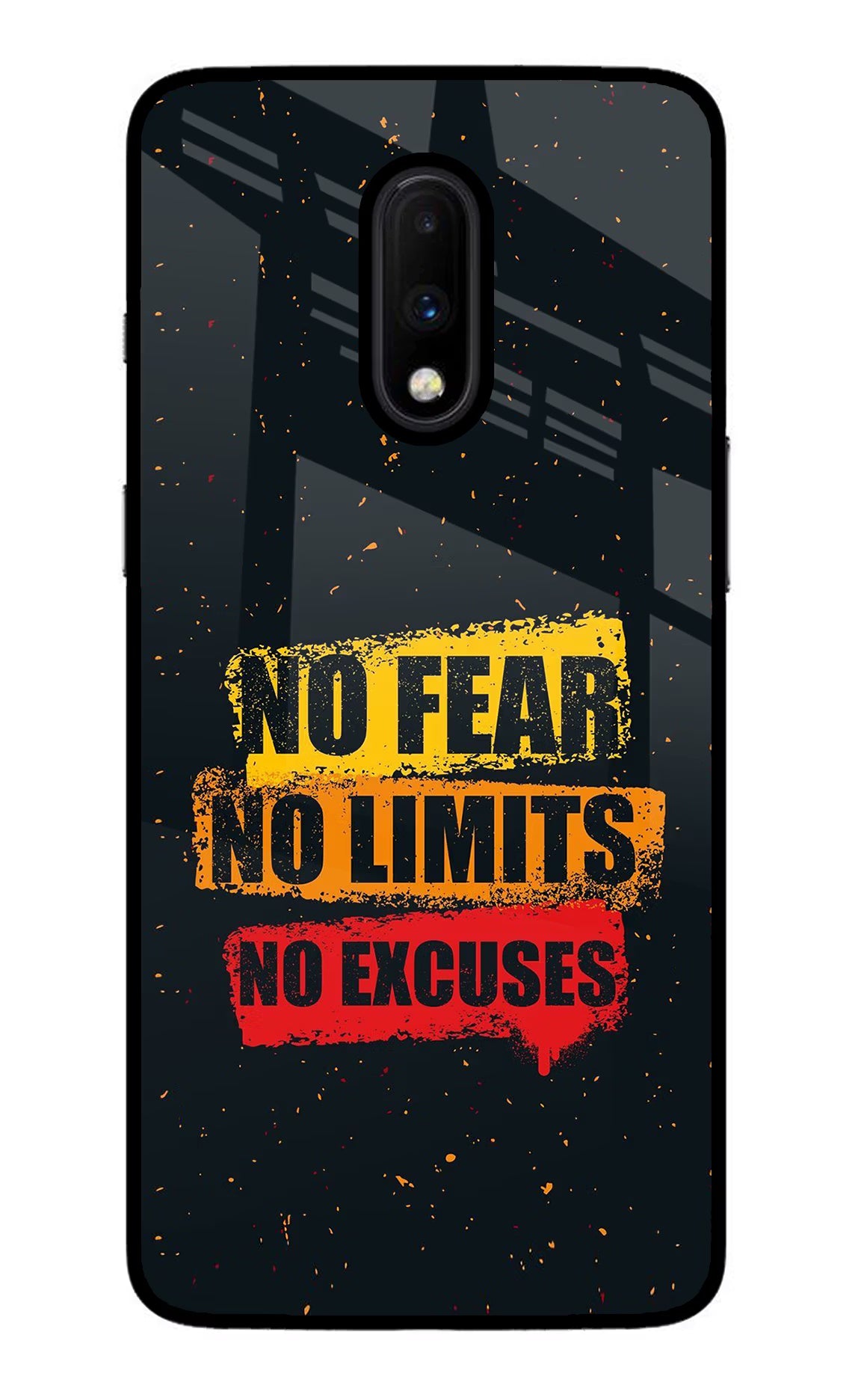 No Fear No Limits No Excuse Oneplus 7 Glass Case Back Cover by Casekaro