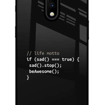 Life Motto Code Oneplus 7 Glass Case