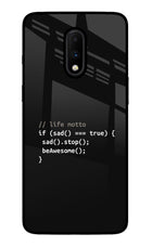 Life Motto Code Oneplus 7 Glass Case Back Cover by Casekaro