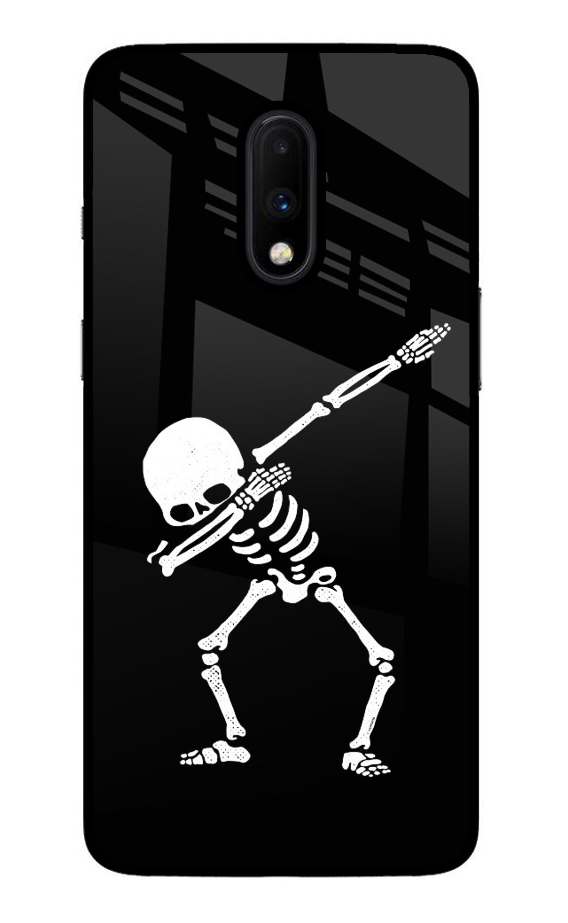 Dabbing Skeleton Art Oneplus 7 Glass Case