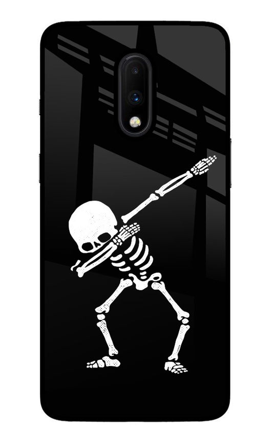 Dabbing Skeleton Art Oneplus 7 Glass Case