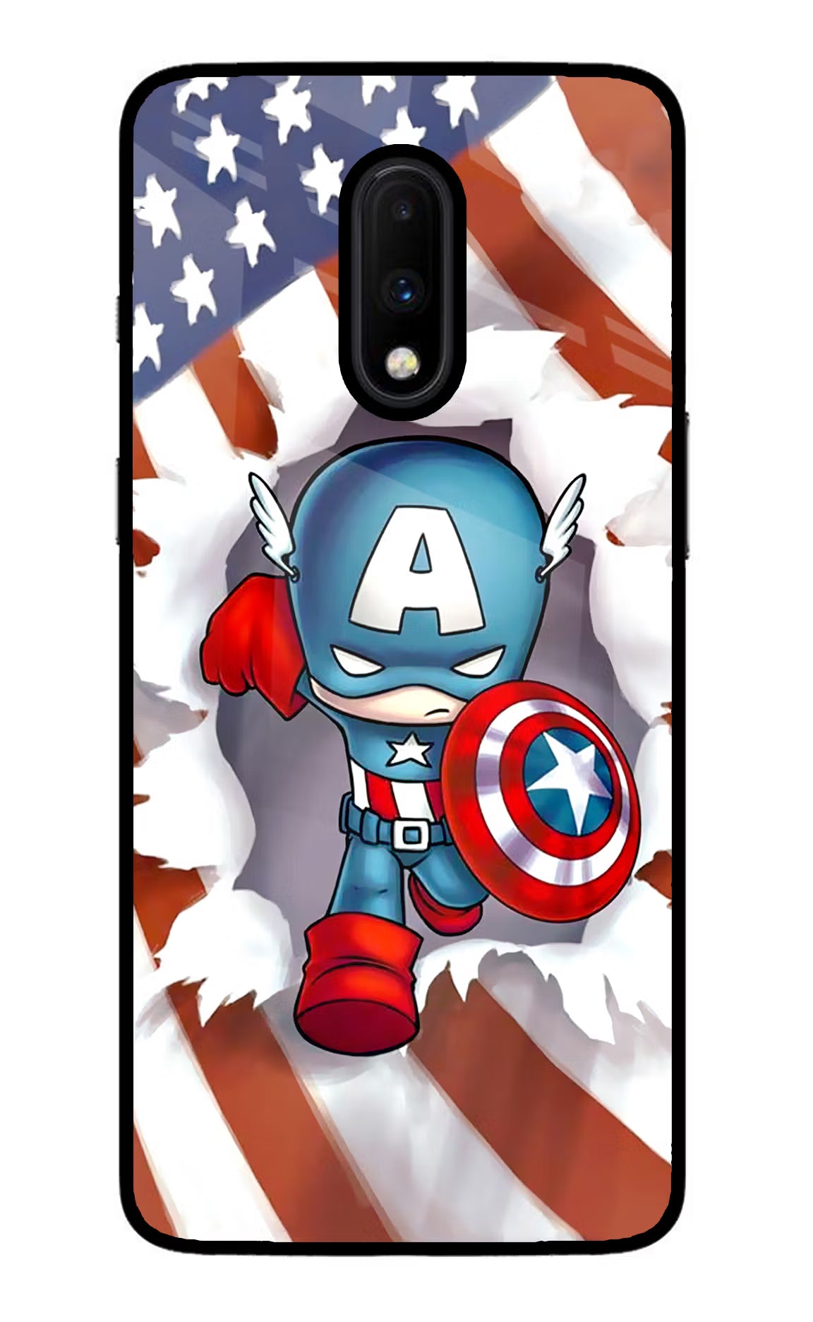 Captain America Oneplus 7 Glass Case Back Cover by Casekaro
