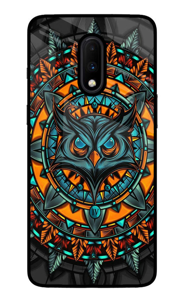 Angry Owl Art Oneplus 7 Glass Case Back Cover by Casekaro