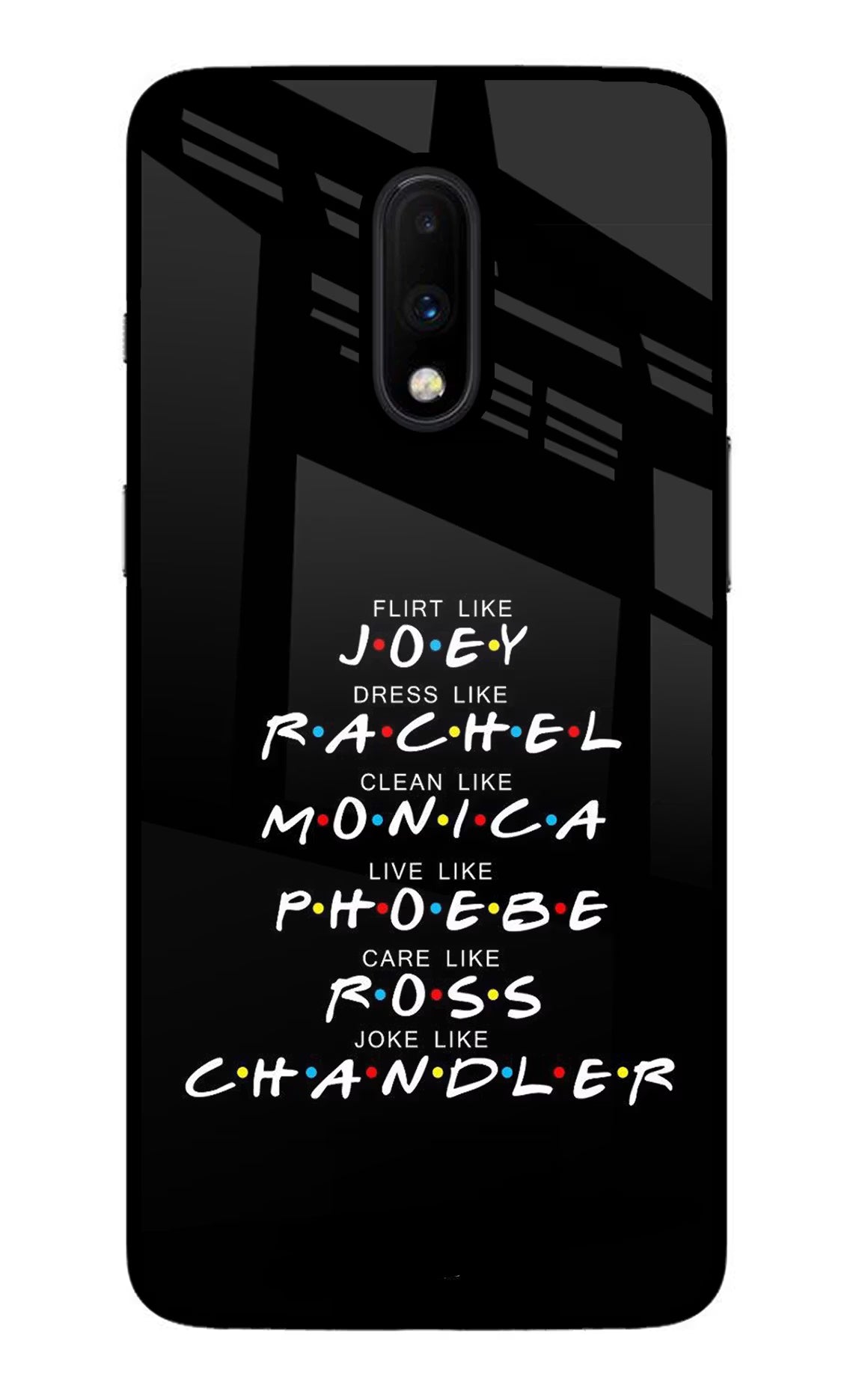 FRIENDS Character Oneplus 7 Glass Case Back Cover by Casekaro