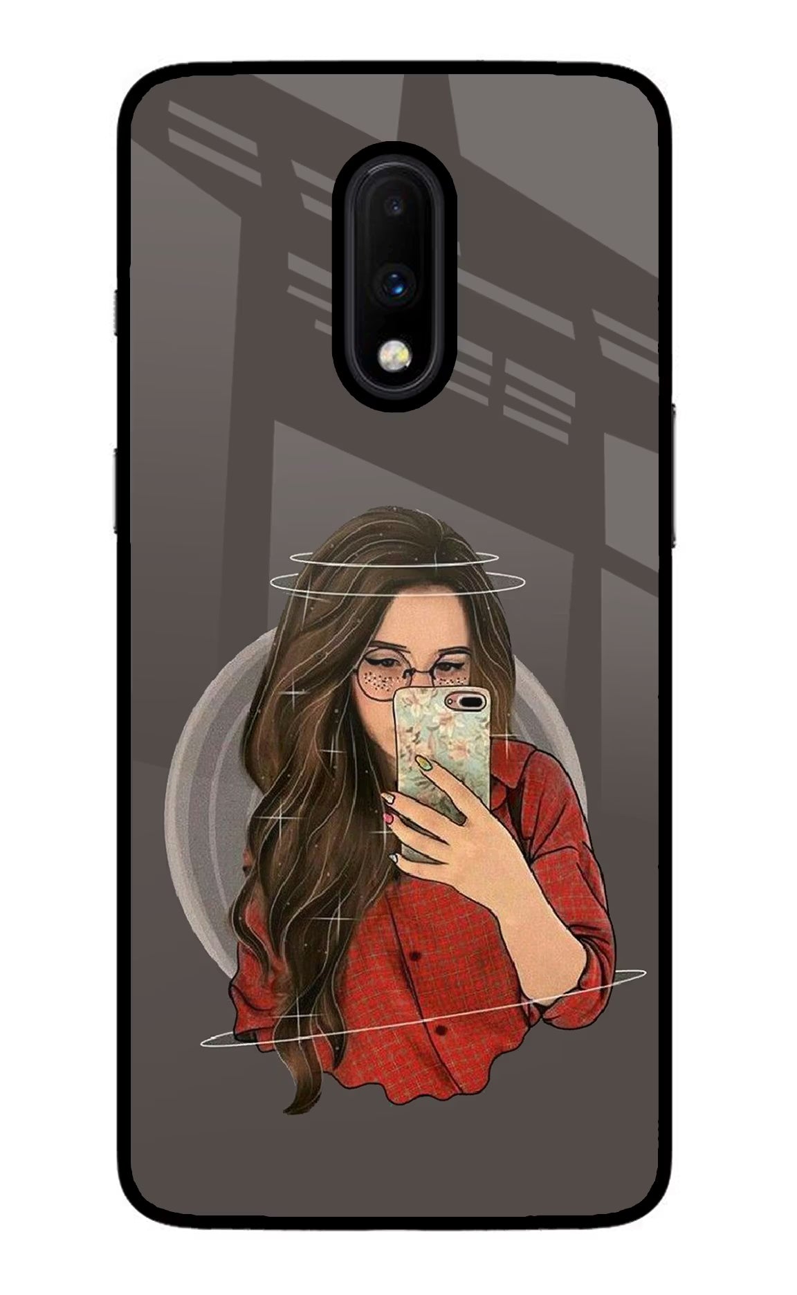 Selfie Queen Oneplus 7 Glass Case Back Cover by Casekaro