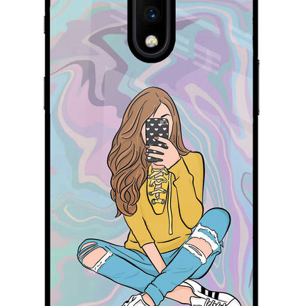Selfie Girl Oneplus 7 Glass Case