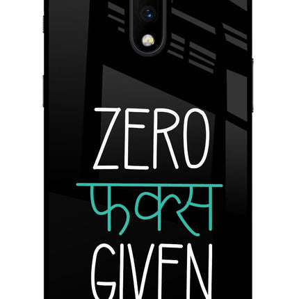 Zero Fucks Given Oneplus 7 Glass Case Back Cover by Casekaro