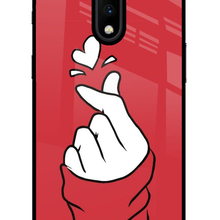 Korean Love Sign Oneplus 7 Glass Case Back Cover by Casekaro