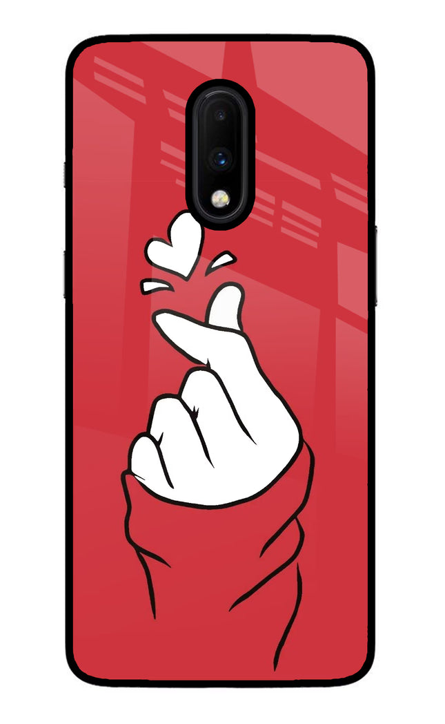 Korean Love Sign Oneplus 7 Glass Case Back Cover by Casekaro