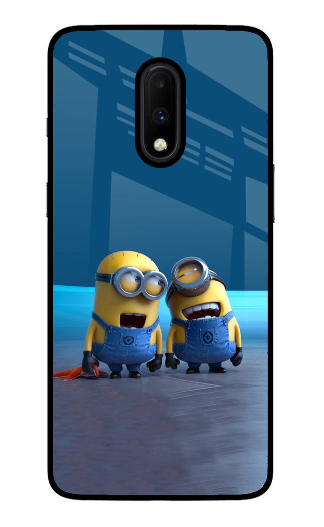 Minion Laughing Oneplus 7 Glass Case Back Cover by Casekaro