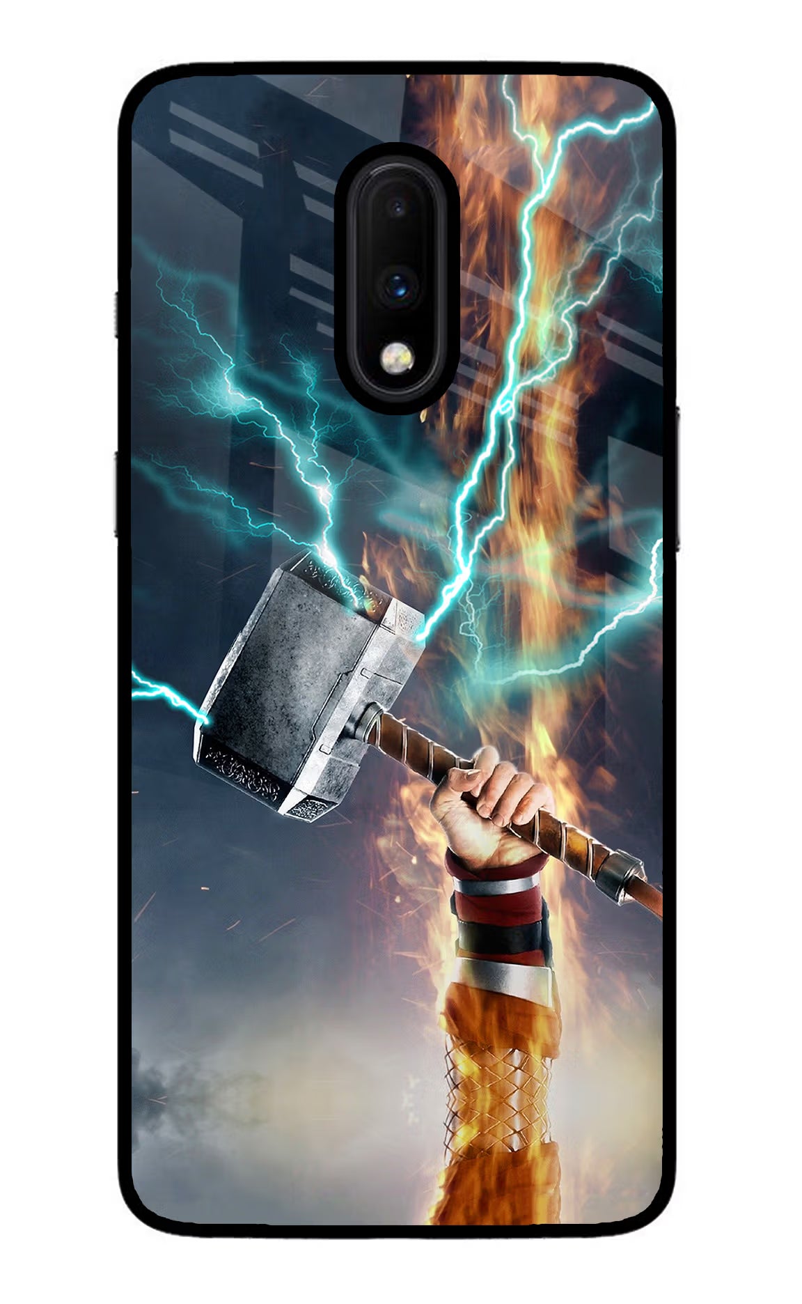 Thor Hammer Mjolnir Oneplus 7 Glass Case Back Cover by Casekaro