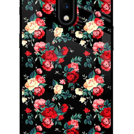 Rose Pattern Oneplus 7 Glass Case