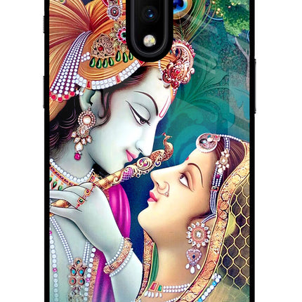 Lord Radha Krishna Oneplus 7 Glass Case Back Cover by Casekaro