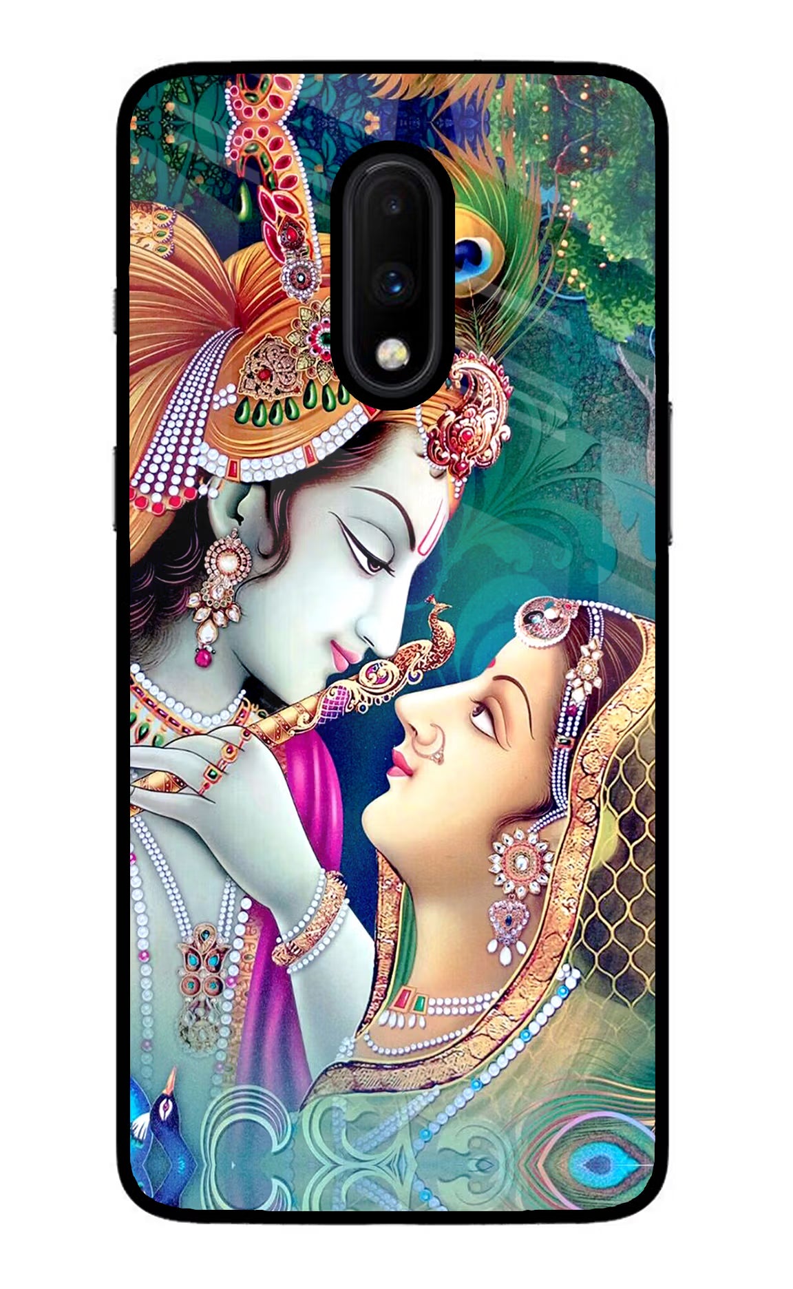 Lord Radha Krishna Oneplus 7 Glass Case Back Cover by Casekaro