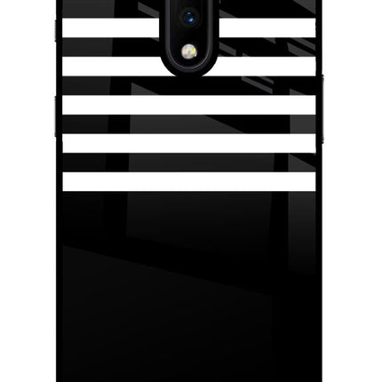 Black and White Print Oneplus 7 Glass Case Back Cover by Casekaro