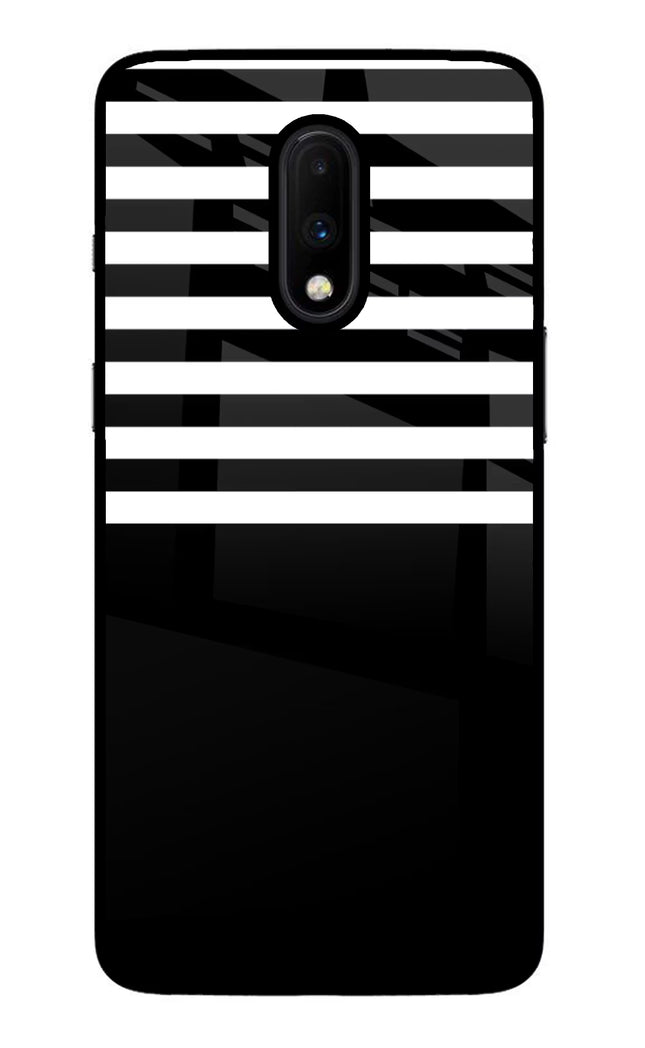 Black and White Print Oneplus 7 Glass Case Back Cover by Casekaro