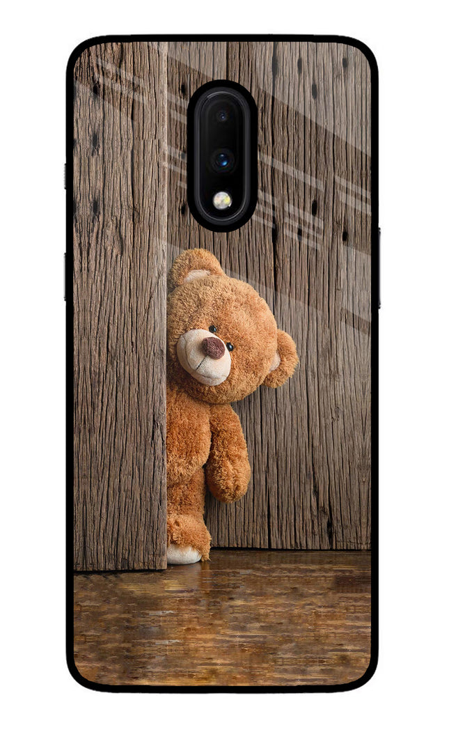 Teddy Wooden Oneplus 7 Glass Case Back Cover by Casekaro