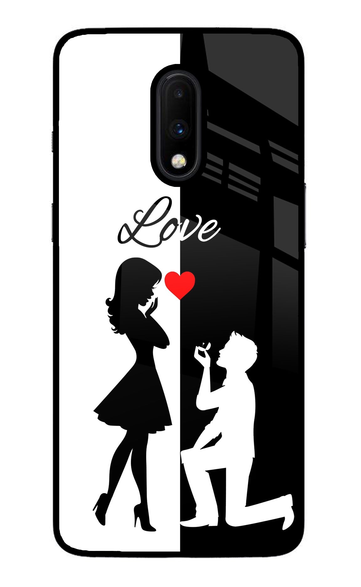 Love Propose Black And White Oneplus 7 Back Cover