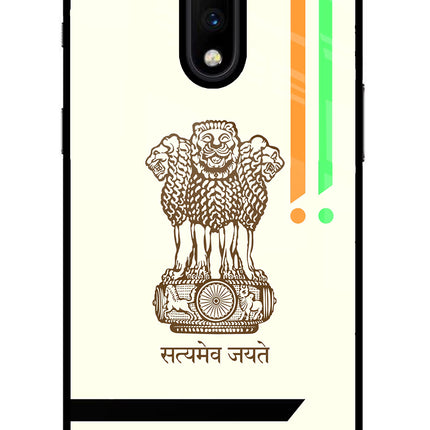 Satyamev Jayate Brown Logo Oneplus 7 Glass Case Back Cover by Casekaro