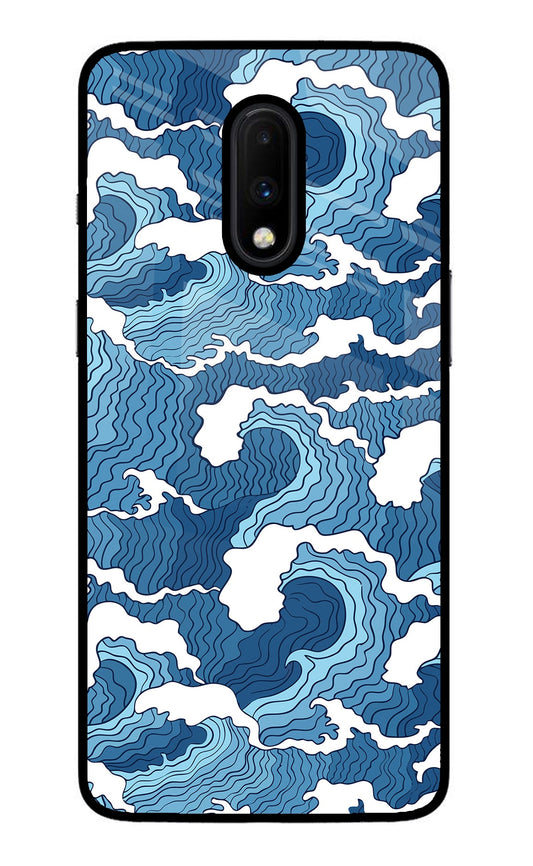 Blue Waves Oneplus 7 Glass Case