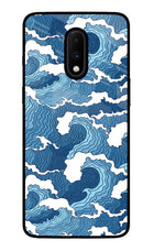Blue Waves Oneplus 7 Glass Case