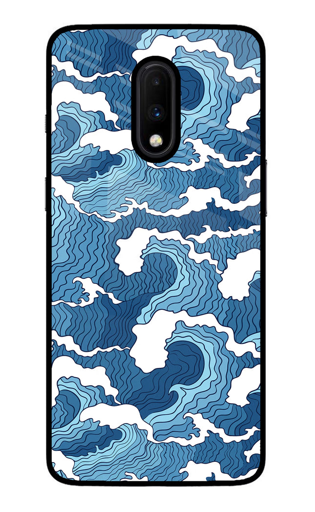 Blue Waves Oneplus 7 Glass Case