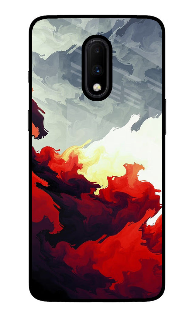 Fire Cloud Oneplus 7 Glass Case Back Cover by Casekaro
